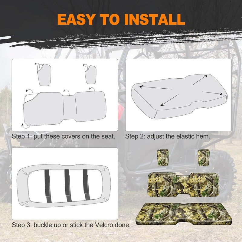 BORDAN Waterproof Seat Covers for UTV Pioneer 700, Heavy Duty 1680D UTV Seat Covers for Pioneer 700/700-4 2014-2025 Full Protection Outdoor Camo(4 PCS) - Image 5